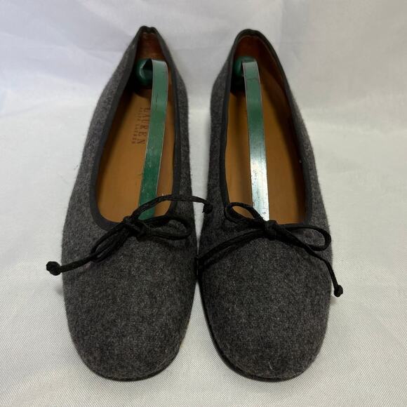 Ralph Lauren Shoes - Lauren Ralph Lauren Charcoal Gray Wool Bow Ballet Flats Size 7.5 Women's